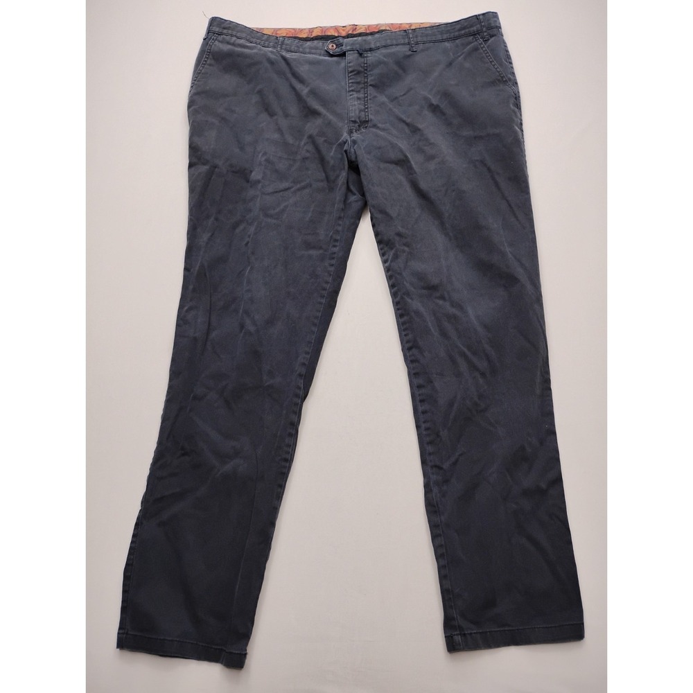 LUIGI MORINI  Textured Chino Pants Mens Size 48x34 Navy Blue